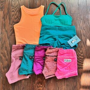 XS FLEO Shorts Top and Sports Bra Bundle